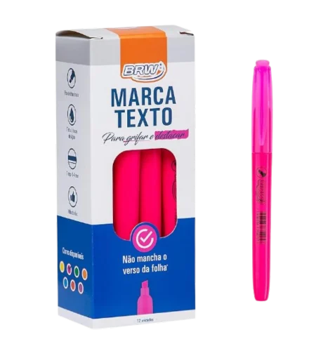 Caneta Marca Texto Rosa Caixa com 12 Unidades