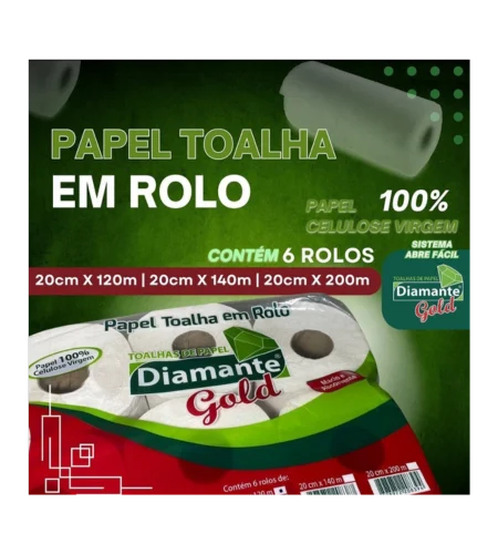 Papel Toalha em Rolo 120 metros - 100% Celulose  - FD C/6